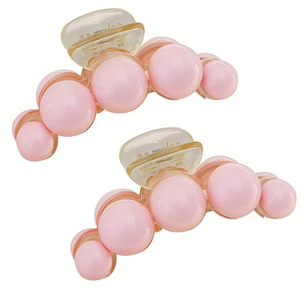 CHRONEX 2PCS Korean Fashionable Stylish Large Pearl Hair Claw Clips Long Hair Jaw Clip Clutcher