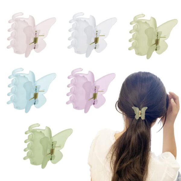 CHRONEX 6PCS Butterfly Hair Claw Clips Matte Butterfly Hair Jaw Clips Hair Clamps Jaw Clips - Girls