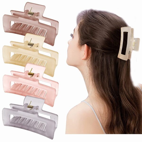 CHRONEX 4PCS Hair Claw Hair Clutcher Clips, Thin Thick Curly Hair, Large 3.97 "Jelly Matte Hair Claw