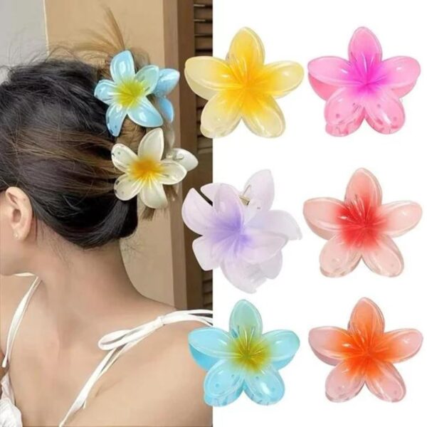 CHRONEX 2PCS Flower Hair Claw Clips Plumeria Hair Clips Large Hair Clips Cute Hair Clip Big Non Slip Strong Hold Barrettes