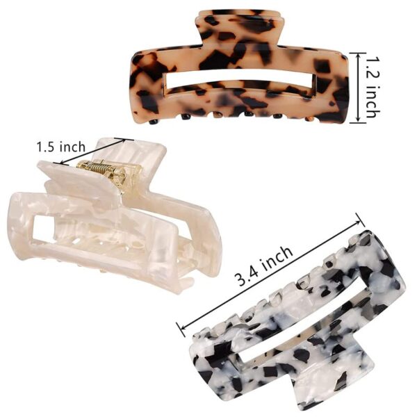 CHRONEX 4PCS Hair Acetate Claw Clips,Acrylic Celluloid Design Claw Clips, 3.4" Hair Clips Marble - Image 3