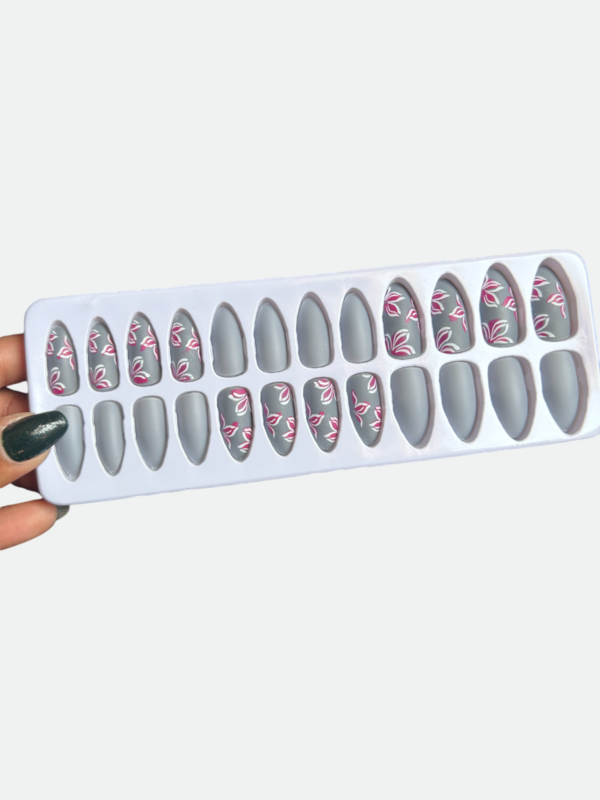 CHRONEX Artificial nails extension transparent nail with white color design on the top 24 pieces set with manicure kit convenient than manicure - Image 2