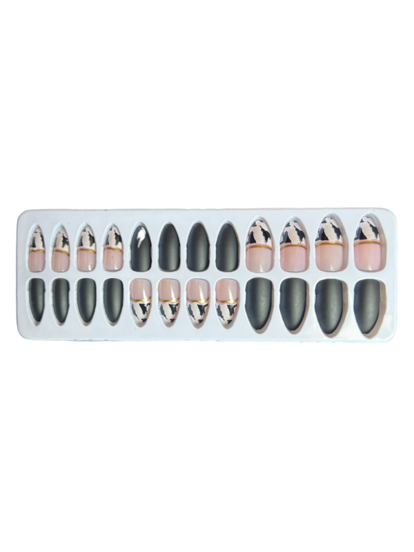 CHRONEX 24 Pcs Press on Nails Sets, Short Amond Press on Nails, Matte Acrylic Fake Nails Almond Glue On Nails Press On Fake Nails for Women Girls (Not include Glue) - Image 2