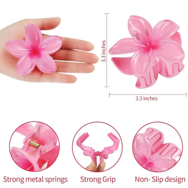 CHRONEX 2PCS Flower Hair Claw Clips Plumeria Hair Clips Large Hair Clips Cute Hair Clip Big Non Slip Strong Hold Barrettes - Image 5