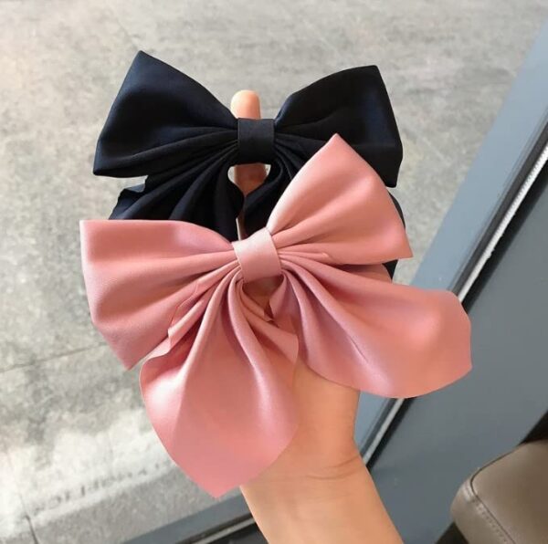 CHRONEX 6PCS Satin Silk Stylish French Bow Hair Clip Bowknot Big Ribbon Bow with Long Tail for Women - Image 4