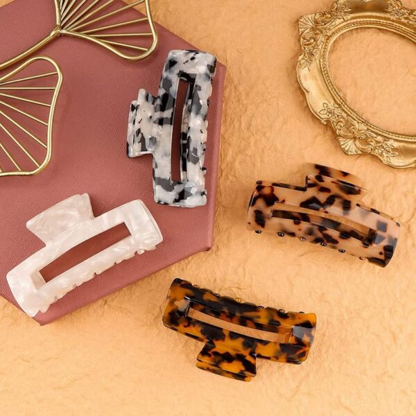 CHRONEX 4PCS Hair Acetate Claw Clips,Acrylic Celluloid Design Claw Clips, 3.4" Hair Clips Marble