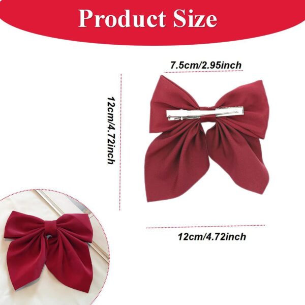 CHRONEX 6PCS Satin Silk Stylish French Bow Hair Clip Bowknot Big Ribbon Bow with Long Tail for Women - Image 5