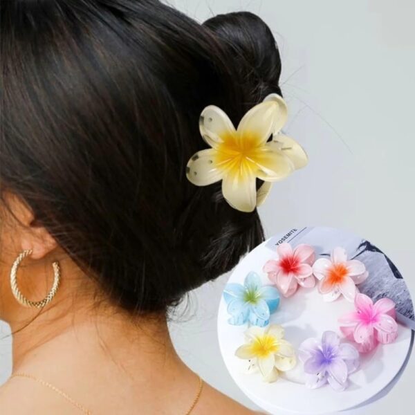 CHRONEX 2PCS Flower Hair Clips for Women Flower Hair Claw Clips Plumeria Claw Clips for Thin Hair Large Claw Clips for Thick Hair Beach Tropical Hair Accessories for Girls - Image 5