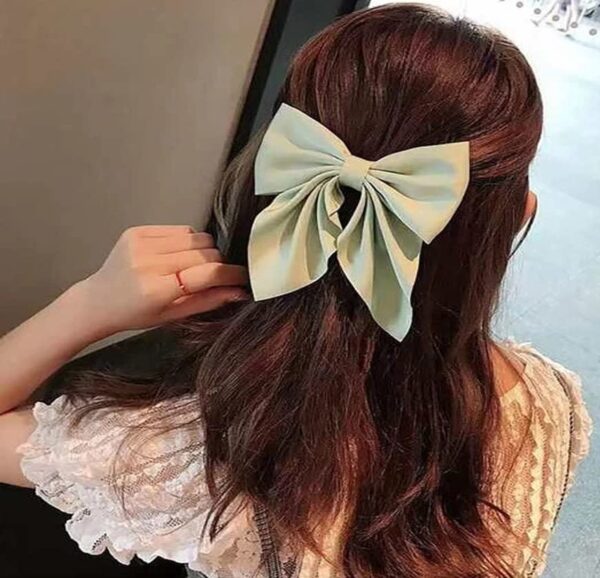 CHRONEX 6PCS Satin Silk Stylish French Bow Hair Clip Bowknot Big Ribbon Bow with Long Tail for Women - Image 7