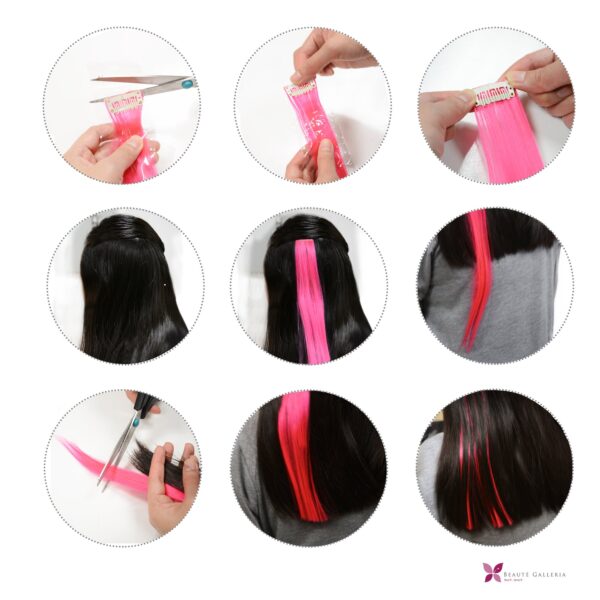 CHRONEX Pack of 6, 21" Synthetic Nylon Colored Straight Hair Straight Hair Extensions - Image 4