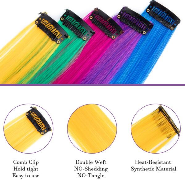 CHRONEX Pack of 12, 21" Synthetic Nylon Colored Straight Long Clip in Hair Extensions - Image 6