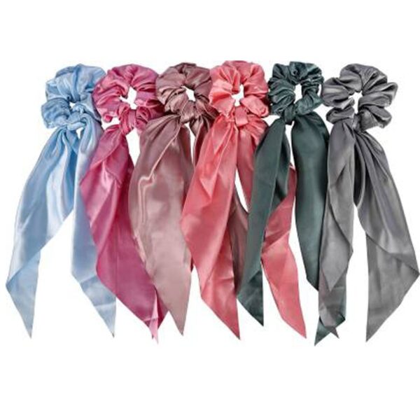 CHRONEX 12 Pcs Plain Satin Silk Scrunchies with Cotton Printed Hair Ties Ponytail Holder Scarf Hair Scrunchies Combo - Image 3