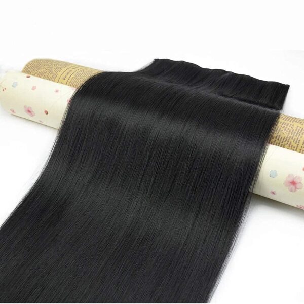 CHRONEX 24Inchs, 5Clips Based Black Synthetic Nylon Straight Hair Extension for Girls & Women - Image 4