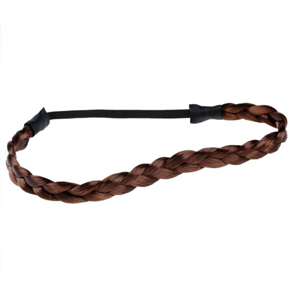 CHRONEX 2 Pcs Synthetic 2 Strand Braided Headband Classic Chunky Plaited Braids Elastic Stretch Hairpiece Women - Image 6