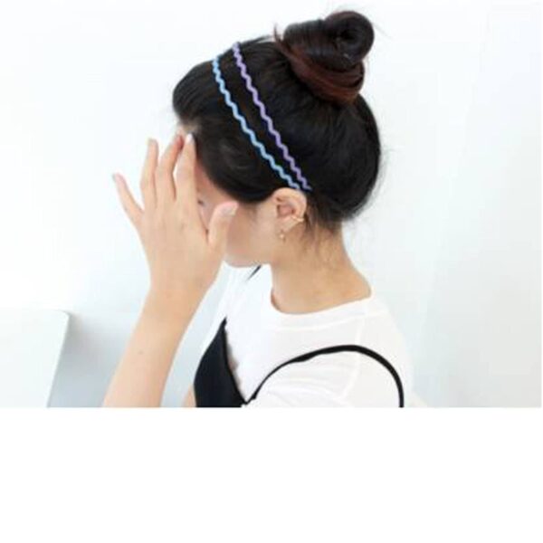 CHRONEX 5 Peices Solid Matte Color Wavy Non Slip Plastic Hair Band/Head Band for Girls & Women - Image 4