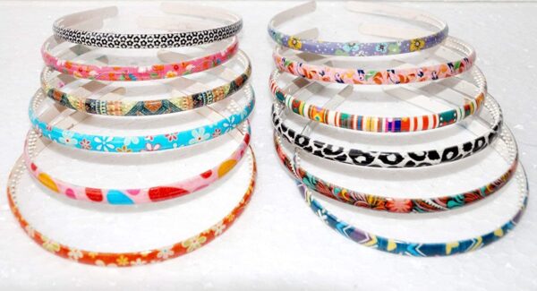 CHRONEX 5PCS 5 Pcs Printed Design Multi Color Plastic Hair Bands for Girls & Women