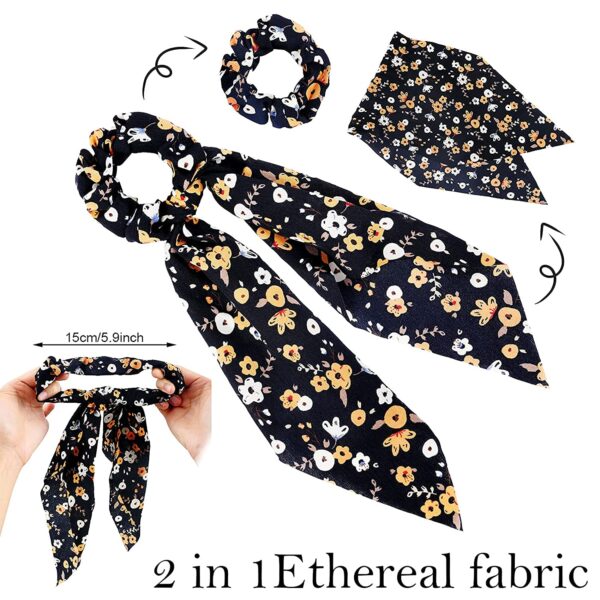 CHRONEX 10 Pcs Printed Hair Scarf with Ribbon Hair Scarves Bow Hair Scrunchies Ribbon Scrunchies for Women Girls - Image 4