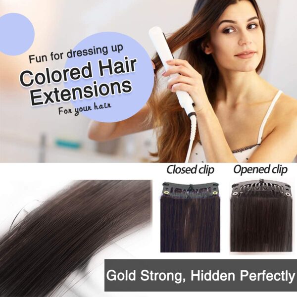 CHRONEX Set of 6 One Clip Straight Colored Highlighting Hair Streak For Women And Girls - Image 3